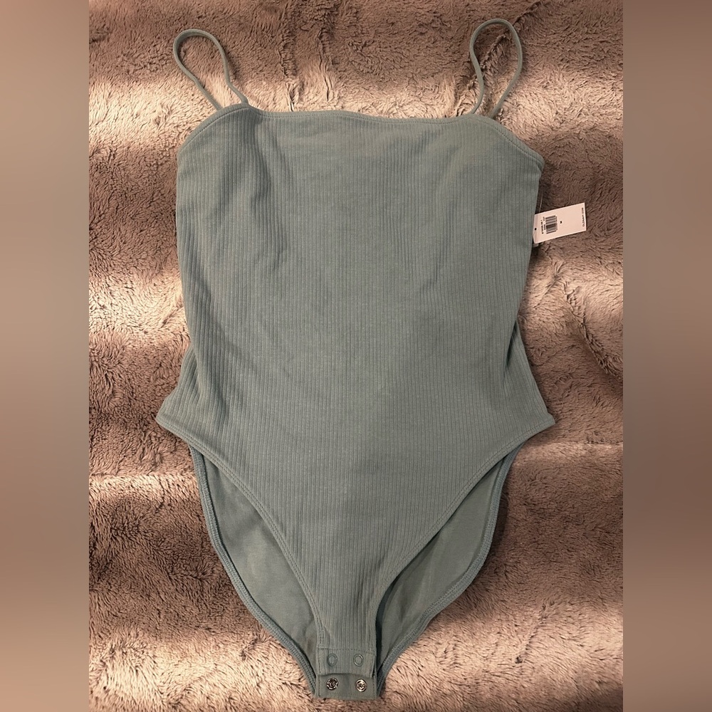 NWT - Old Navy Women’s Ribbed Spaghetti Strap Bodysuit in Light Blue. Sz Medium